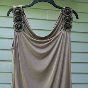 Gold Embroidered Going Out Top M Beaded